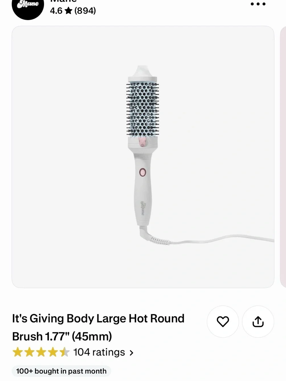 Mane It’s Giving Body Large Hot Round Brush 1.77” - used briefly ONCE!